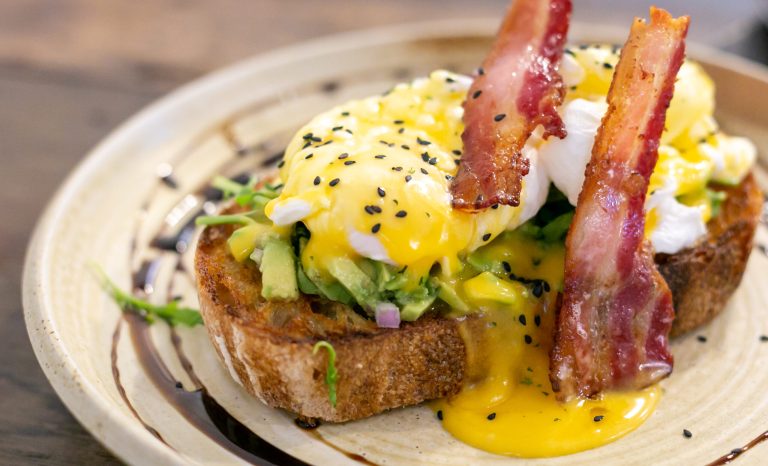 Eggs Benedict With Bacon And Sourdough Bread